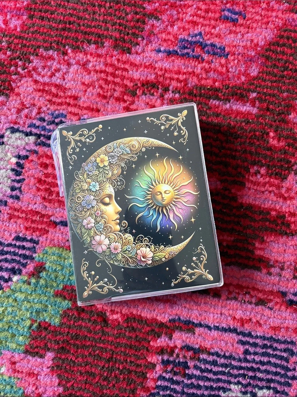 Moon & Sun Floral Small Journal Hardcover – Multicolor Black Gold